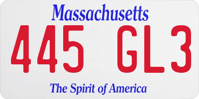 MA license plate 445GL3