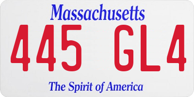 MA license plate 445GL4