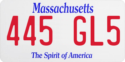 MA license plate 445GL5