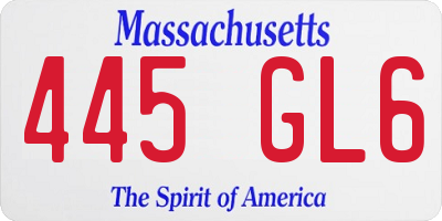 MA license plate 445GL6