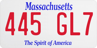 MA license plate 445GL7