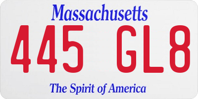 MA license plate 445GL8