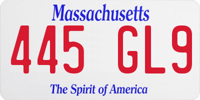 MA license plate 445GL9