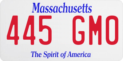 MA license plate 445GM0