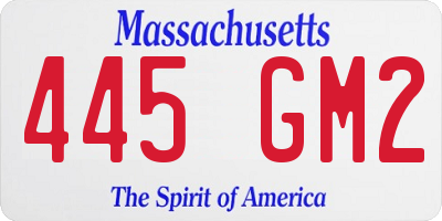 MA license plate 445GM2