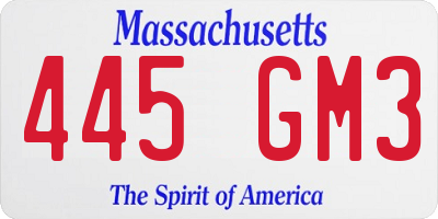 MA license plate 445GM3