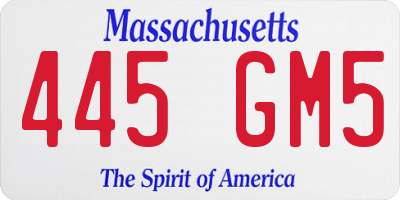 MA license plate 445GM5