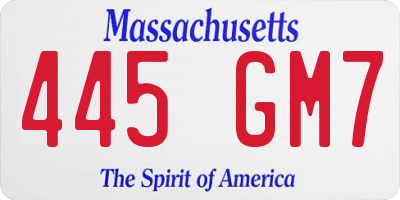 MA license plate 445GM7