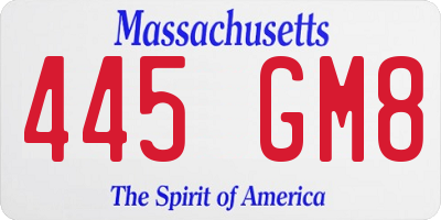 MA license plate 445GM8