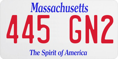 MA license plate 445GN2