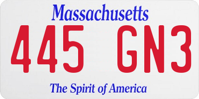 MA license plate 445GN3