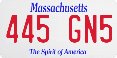 MA license plate 445GN5