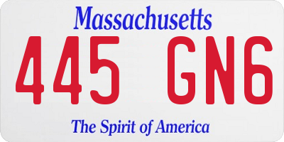 MA license plate 445GN6