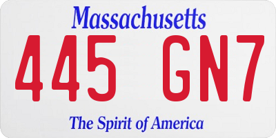 MA license plate 445GN7