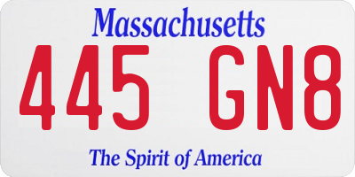 MA license plate 445GN8