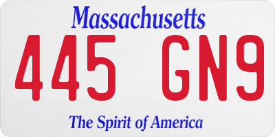 MA license plate 445GN9