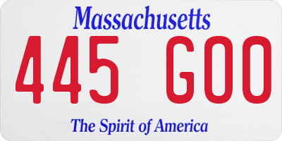 MA license plate 445GO0