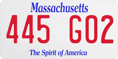 MA license plate 445GO2