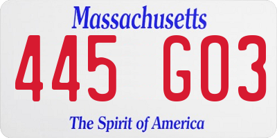 MA license plate 445GO3