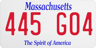 MA license plate 445GO4