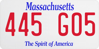 MA license plate 445GO5