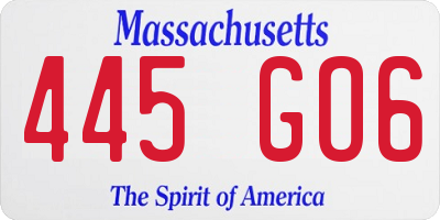 MA license plate 445GO6