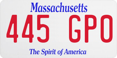 MA license plate 445GP0
