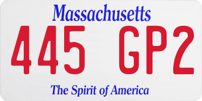 MA license plate 445GP2