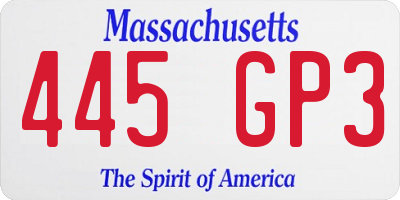 MA license plate 445GP3