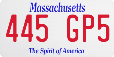 MA license plate 445GP5