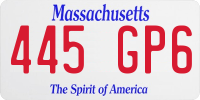 MA license plate 445GP6