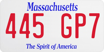 MA license plate 445GP7