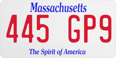 MA license plate 445GP9
