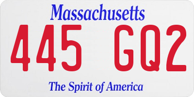 MA license plate 445GQ2