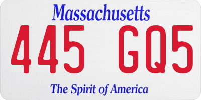 MA license plate 445GQ5