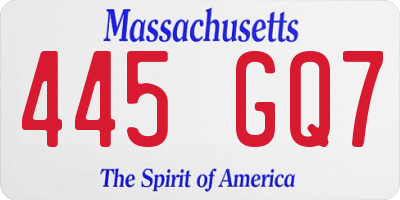 MA license plate 445GQ7