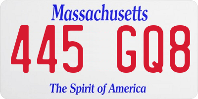 MA license plate 445GQ8
