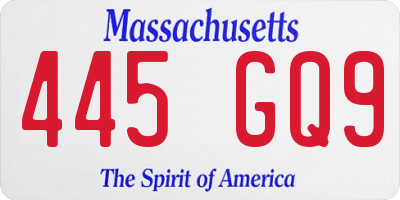 MA license plate 445GQ9