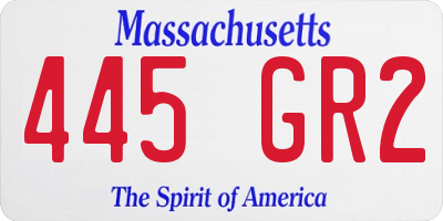 MA license plate 445GR2