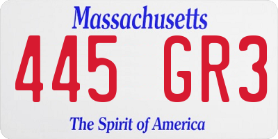 MA license plate 445GR3