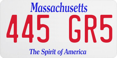 MA license plate 445GR5