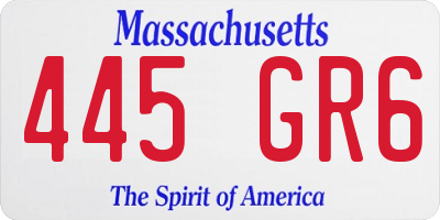 MA license plate 445GR6