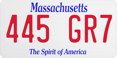 MA license plate 445GR7