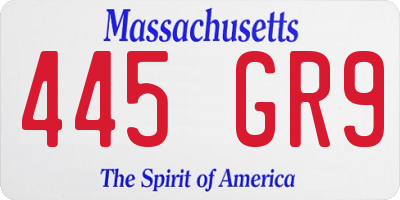 MA license plate 445GR9