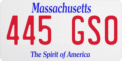MA license plate 445GS0
