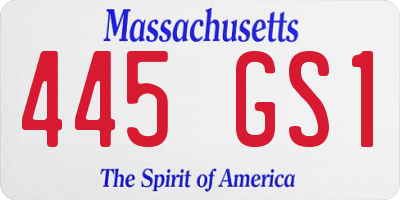 MA license plate 445GS1