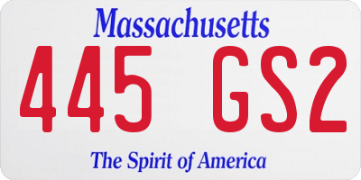 MA license plate 445GS2