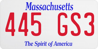 MA license plate 445GS3