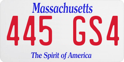 MA license plate 445GS4