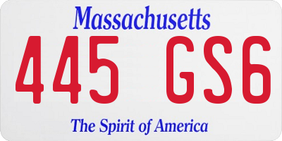 MA license plate 445GS6